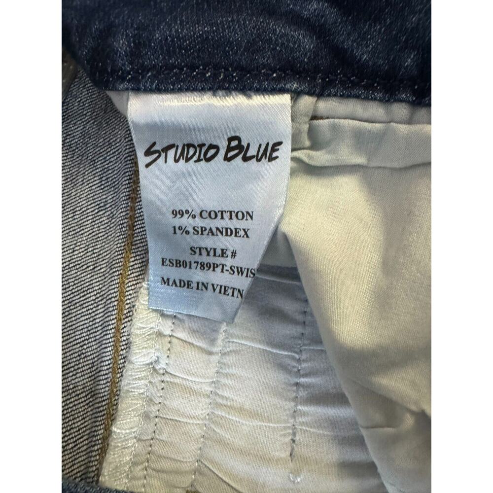 Studio Blue Women Denim Stretch High Rise Straight Jeans Button Size 27 Blue NWT - Picture 4 of 4
